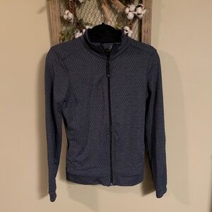 prAna Size Small Randa Zip Jacket Gray Diamond Jacquard Knit